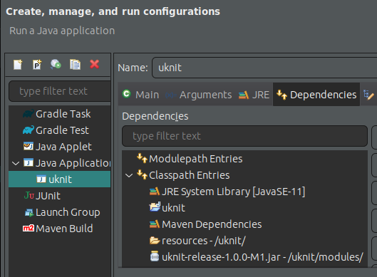 uKnit IntelliJ run configuation