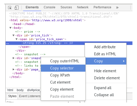Gotz Query JSoup selector from Chrome