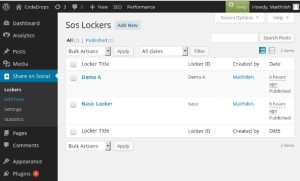 Share on Social Menu and Lockers